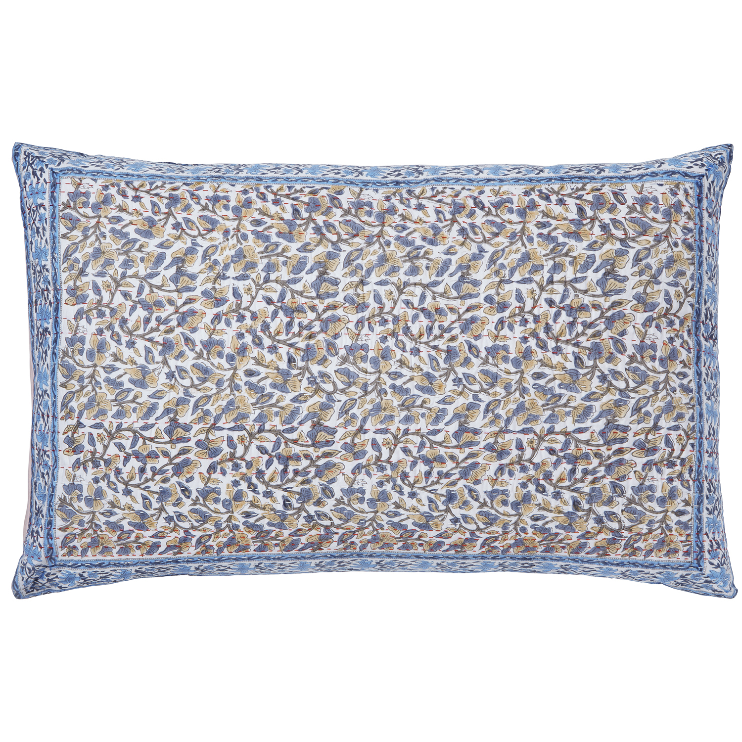 Naaz-Anna Hand Stitched Reversible Pillow Case - Dusty Pink/Gray